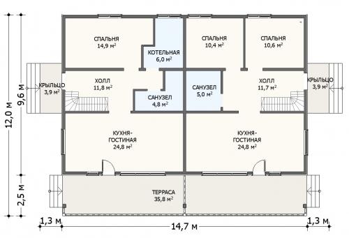 Планировка Дуплекс шале - 246 - 1 этаж