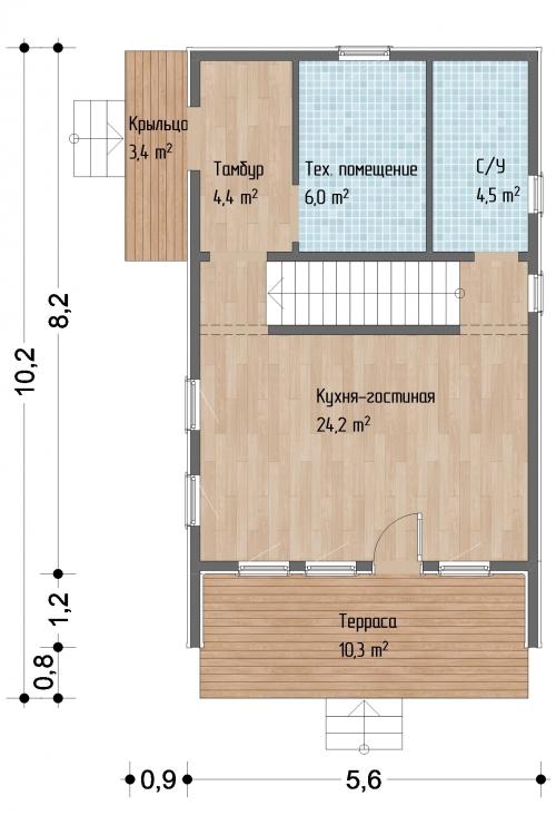 Планировка Барн 78 - 1 этаж