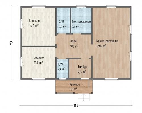 Планировка Опти 86 - 1 этаж