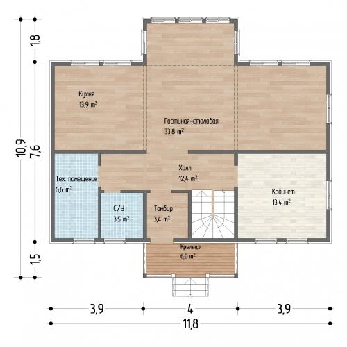 Планировка Усадьба 176 - 1 этаж